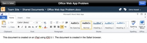Office Web App Document in Shareplus